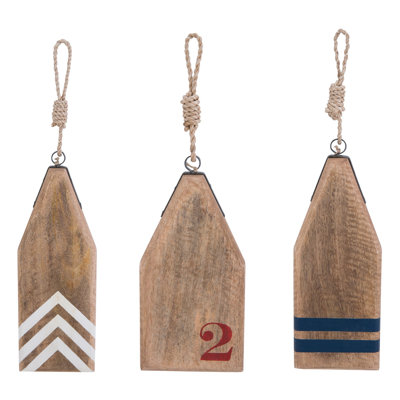 Hanging Set of 3 Buoy Boards Wall Décor