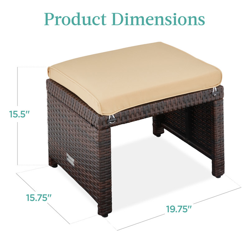 Livan Outdoor Ottoman, Beige, Brown