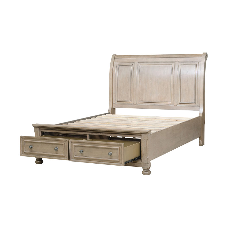 Lit plateforme avec rangement Alek, Grand, Fil gris brossé