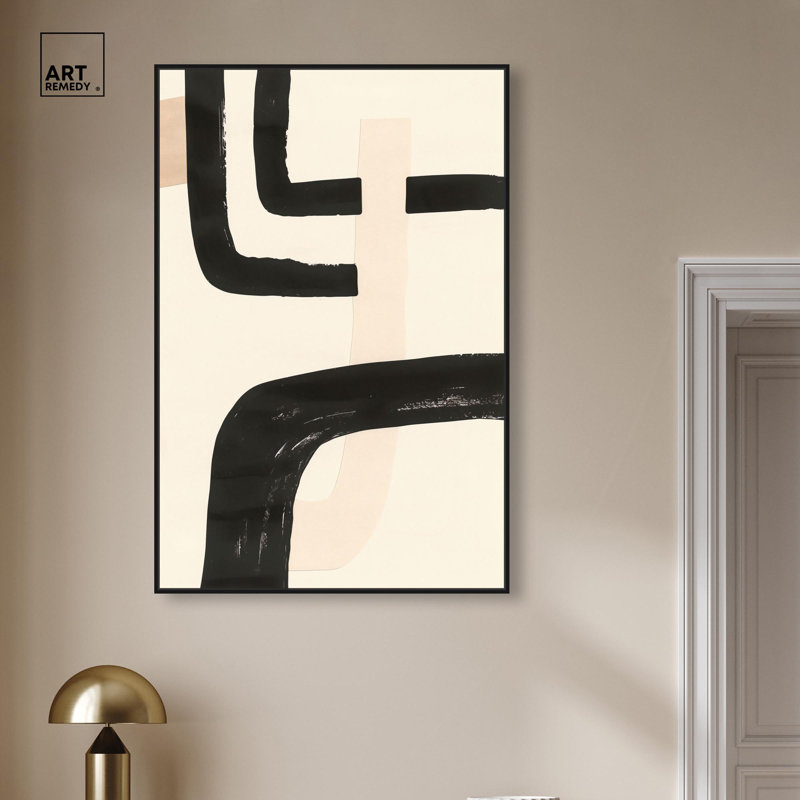 Décoration murale moderne Contempogeo II , H 46 po x l 31 po, Cadre flottant noir