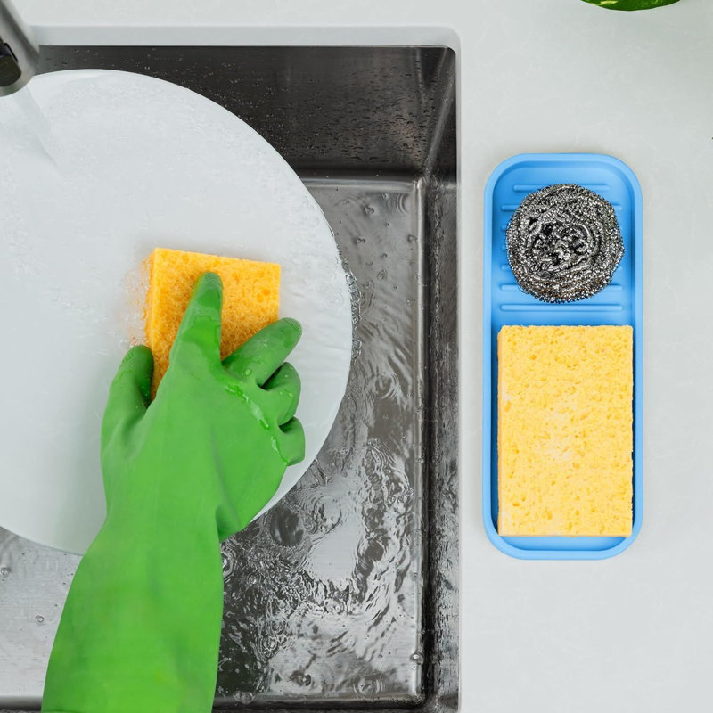 Porte-éponge en silicone pour cuisine Zulay, Bleu