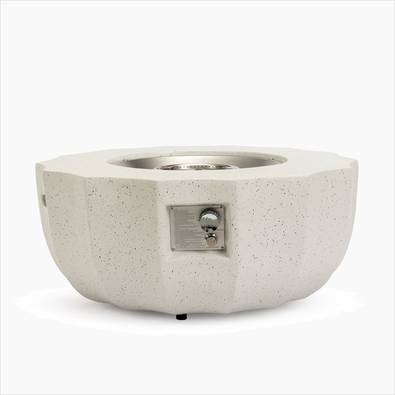 Foyer de table au propane 36 po 36 po, foyer rond en béton de 50 000 BTU pour la terrasse extérieure - beige, Beige