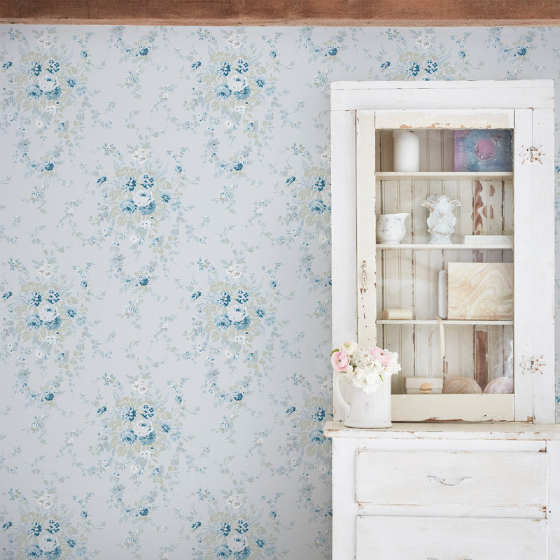 Rachel Ashwell Garden Floral Slate Grey Wallpaper, Blue