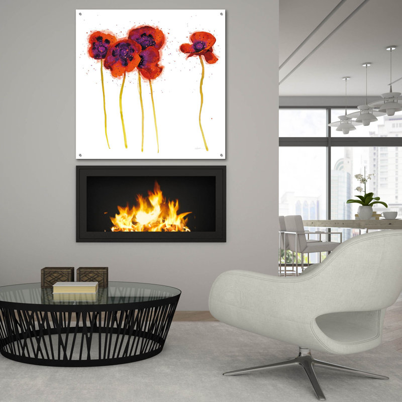 Art mural en verre Winston Porter «Splash Garden 2 On White» par Shirley Novak, H 36 po x l 36 po x P 0,2 po