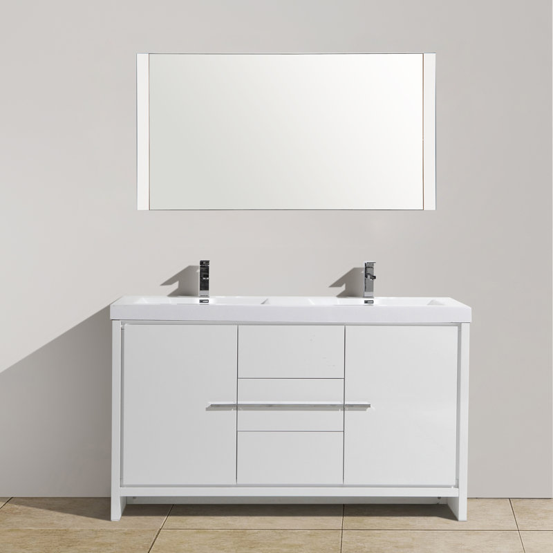 Ensemble de meuble-lavabo double 59 po avec miroir Ciupan Allier