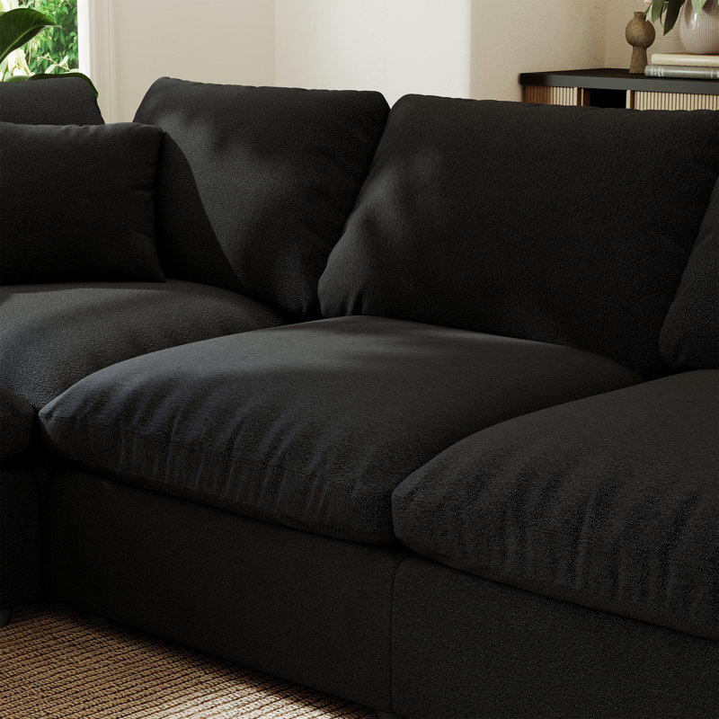 Upholstered Sofa, Cloud Couch Modular Sectional Sofa Couch L-Shaped Sofa with Ottoman for Living Room Bedroom