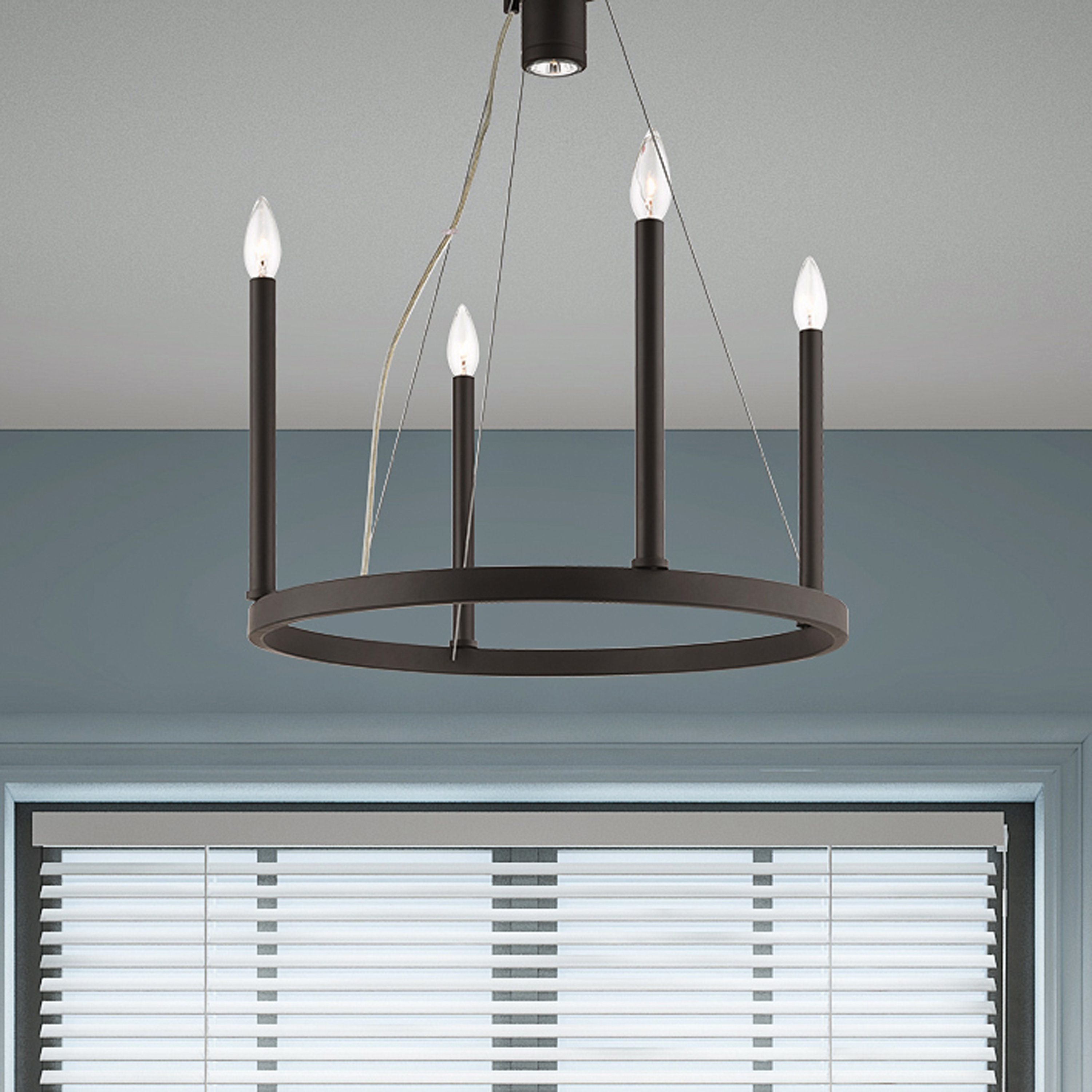 Laurel Foundry Modern Farmhouse Gus 4 - Light Candle Style Wagon Wheel ...