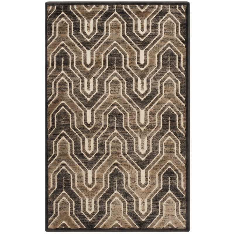 Tapis anthracite / crème Pittenger, Rectangle 5 pi 3 po x 7 pi 6 po
