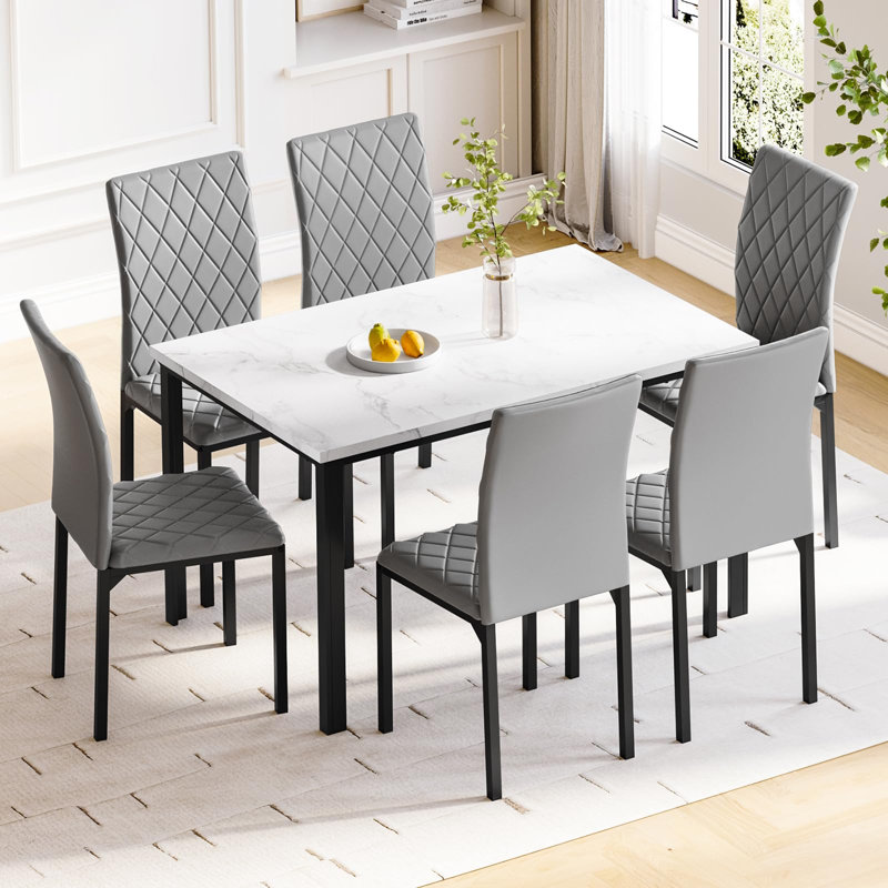 Dining Set, White, Grey