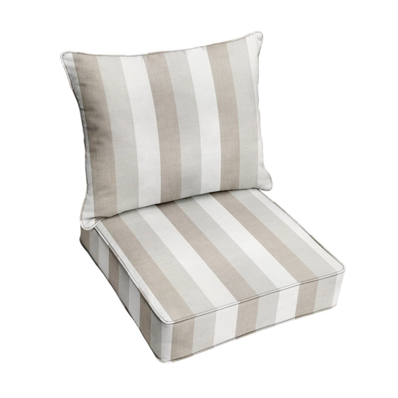 Outdoor 5'' Lounge Chair Seat / Back Cushion, Brown Stripe Sunbrella®, 25" W x 25" D