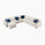 Canapé modulaire en microfibre 5 pièces 140 po avec méridienne convertible et réversible, rangement caché, dossier en mouvement clic-1238276470