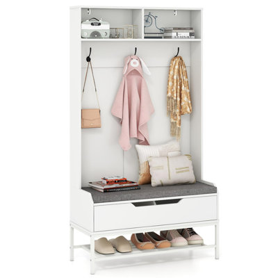 4-in-1 Hall Tree,  Coat Rack with Bench and Shoe Storage by Canora Grey