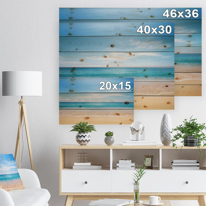 Photographie "large blue sky over beach" Seashore, H 30 po x l 40 po x P 1,5 po, Bois
