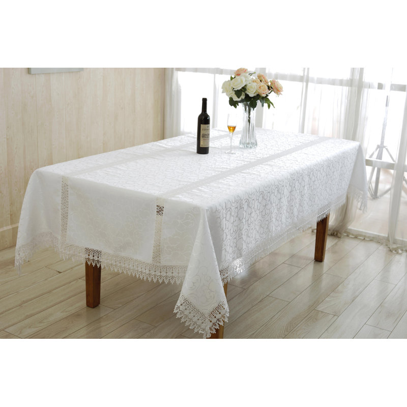 Penaflor Embroidered Oblong/Rectangle Tablecloth, 120" L x 70" W, White