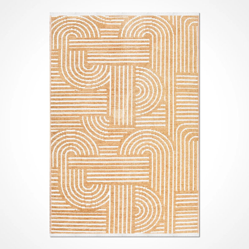 Tapis en polyester blanc Fenwick facile à nettoyer, 2,6 pi x 8 pi