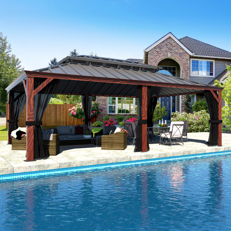 Veikous Hardtop Double-Roofed Aluminum Patio Gazebo Multiple Sizes, 20' x 12'