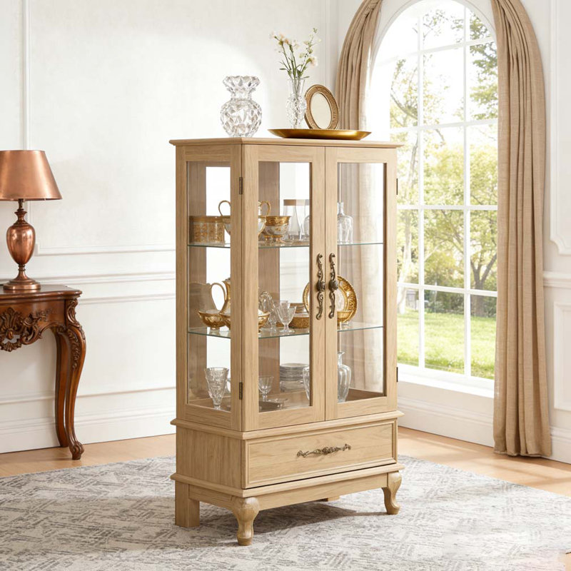 Armoire avec portes en verre et tablettes réglables 2 portes