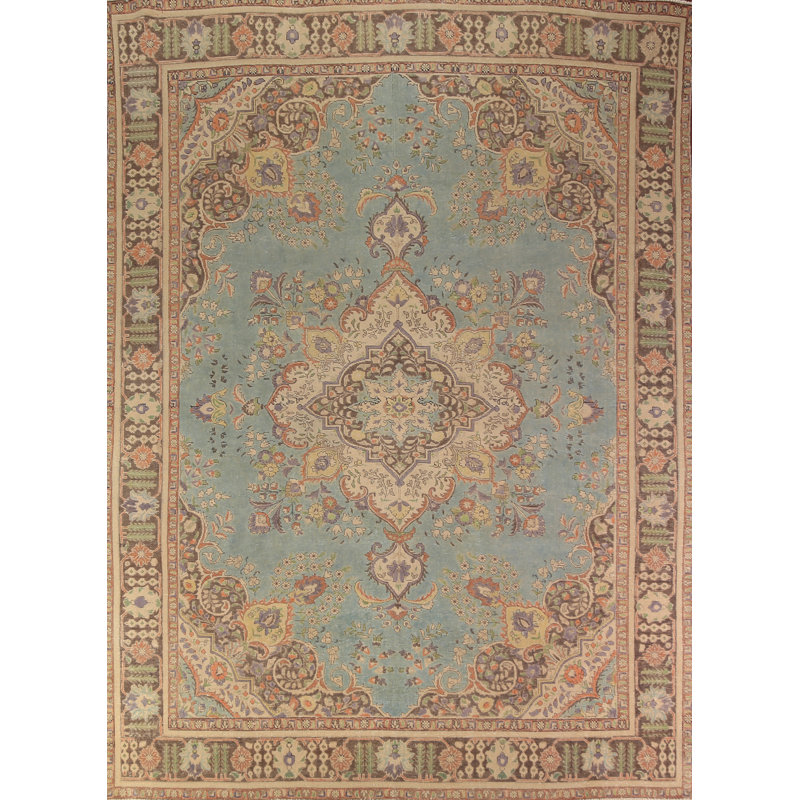 Tapis traditionnel médaillon bleu clair 10 x 13