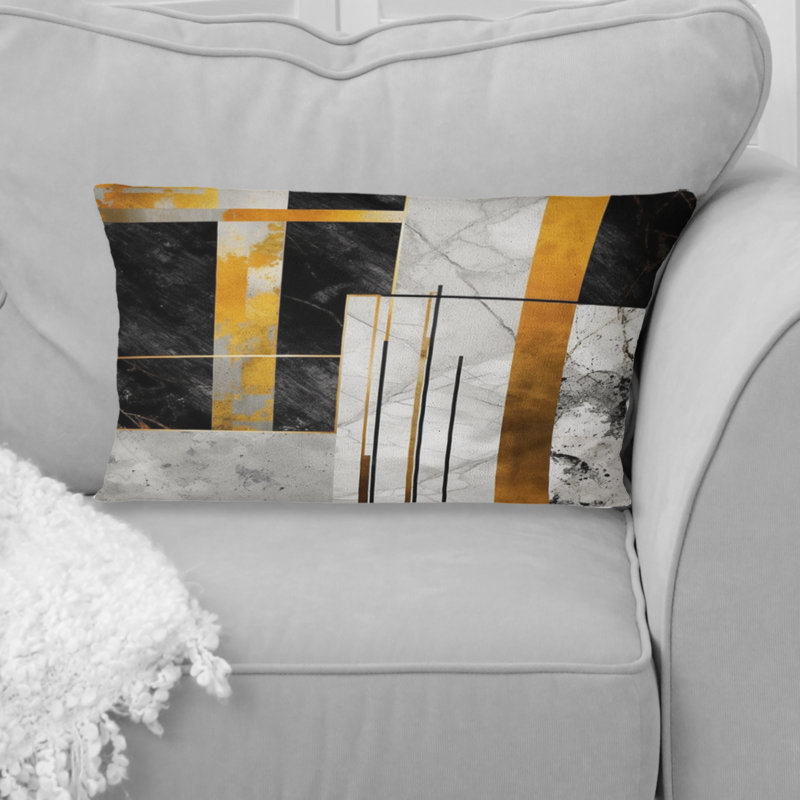 Coussin décoratif en marbre granit agate avec touches dorées VII - imprimé géométrique abstrait