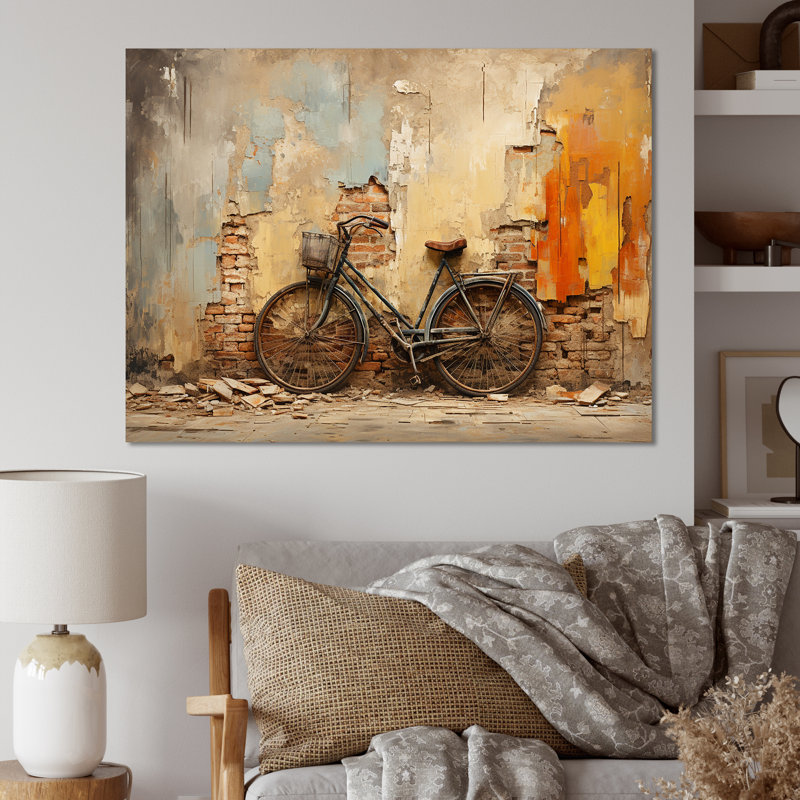 Rustic Vintage Cycle Ride - Art mural vélo, H 16 po x l 32 po x P 1 po, Toile tendue