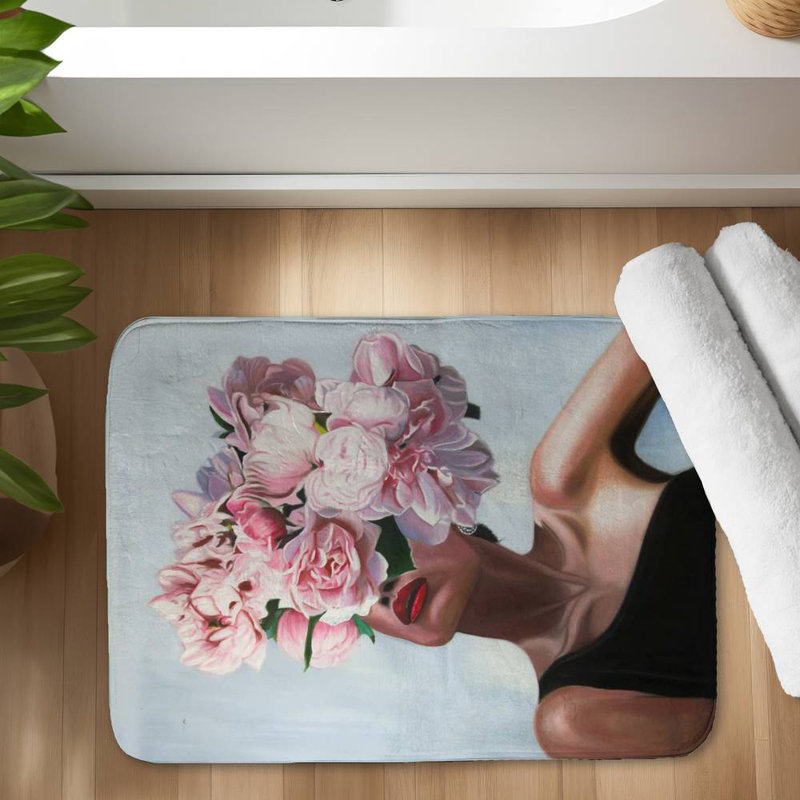 See life in flowers Bath Mat with Non-Slip Backing - Quick Dry Memory Foam Bathroom Rug - Absorbent - Modern Plush Spa-Style - Machine Washable
