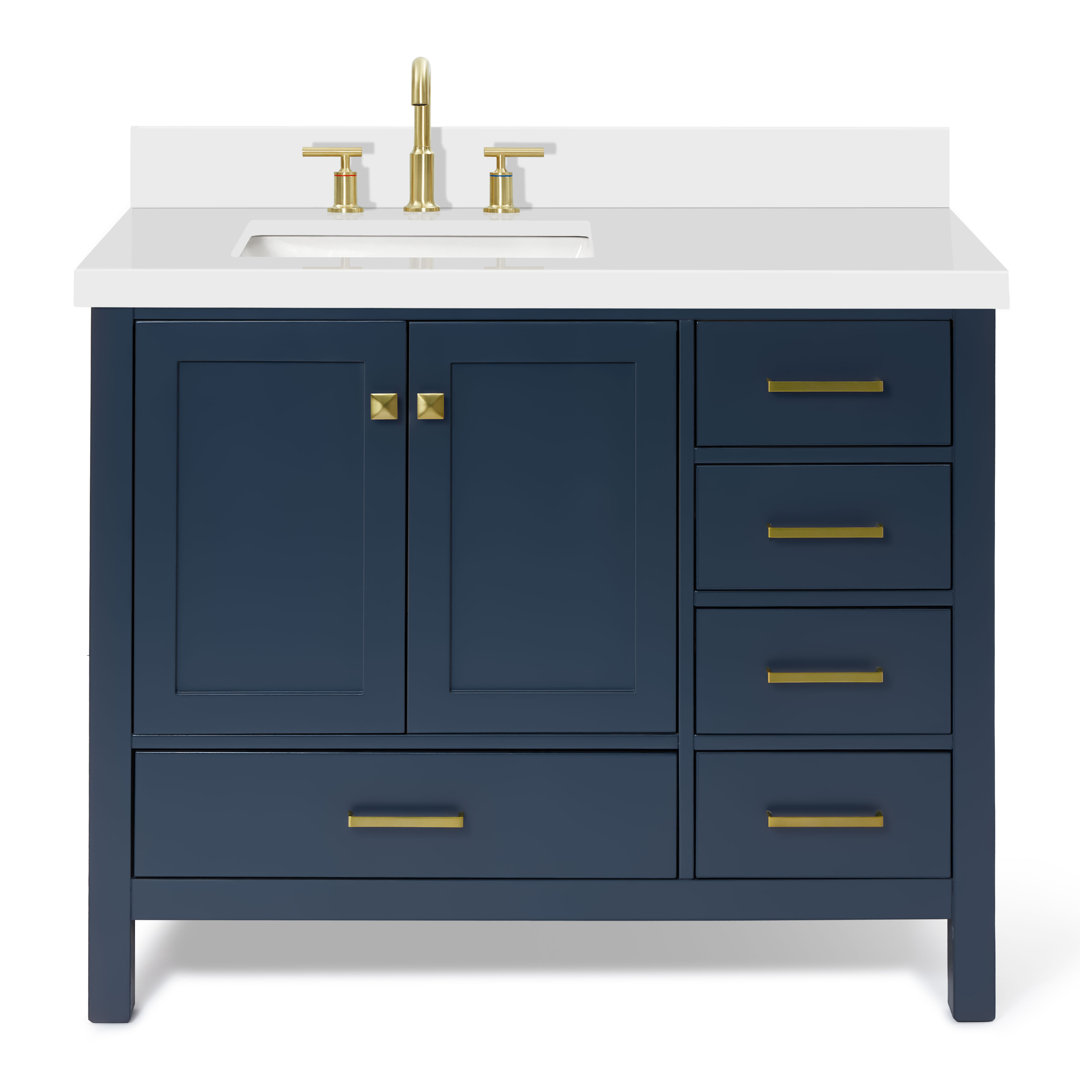 Grevera 43'' Single Bathroom Vanity with White Quartz Top Hokku Designs Base 