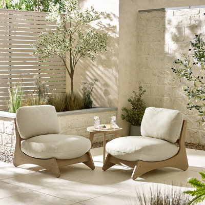 Pottsville Indoor/Outdoor Garden Lounge Set x2 Chairs & Side Table - Modern for Stylish Garden Patio
