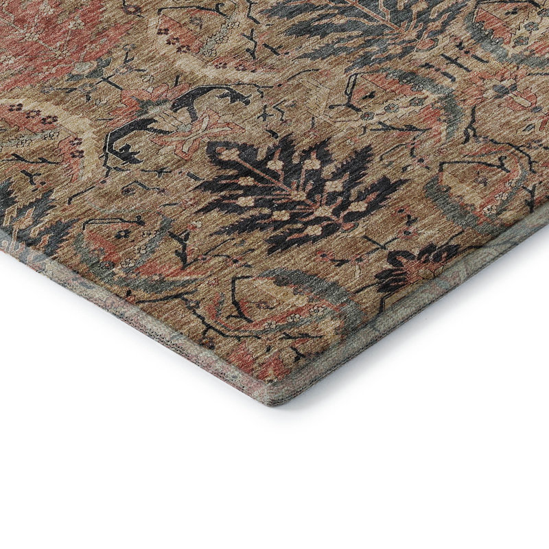 Premium Machine Washable Jamestown AMF1082 Damask Rug, Round 8'
