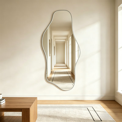Full Body Mirror, Irregular Full-Length Mirror - Asymmetric Tempered Glass Mirror, Suitable For Modern Large Organic Frameless Mirrors In Living Rooms, Bedrooms, Corridors, And Entrances - Suspended Vertically Or Horizontally
