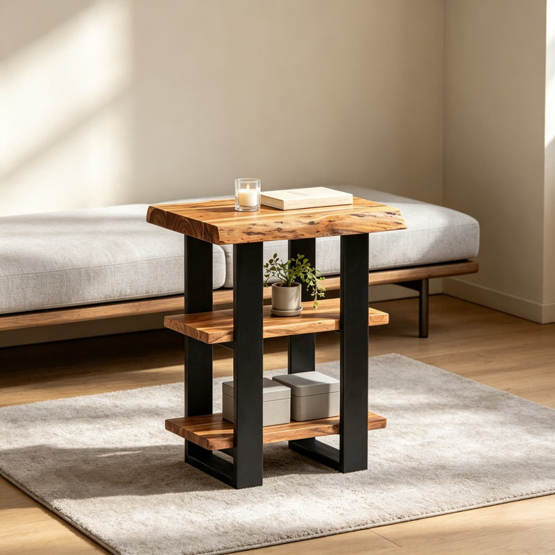 Table d'appoint en bois d'acacia massif à trois niveaux Alaterre