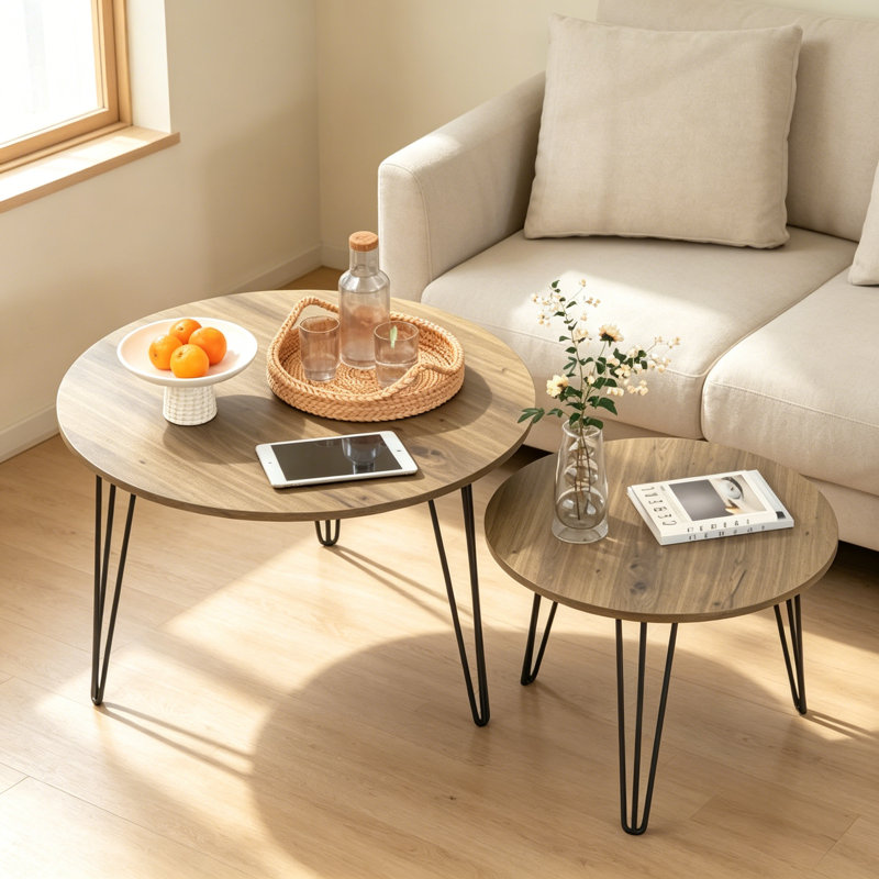 Ensemble de tables basses Nesting, Brun rustique