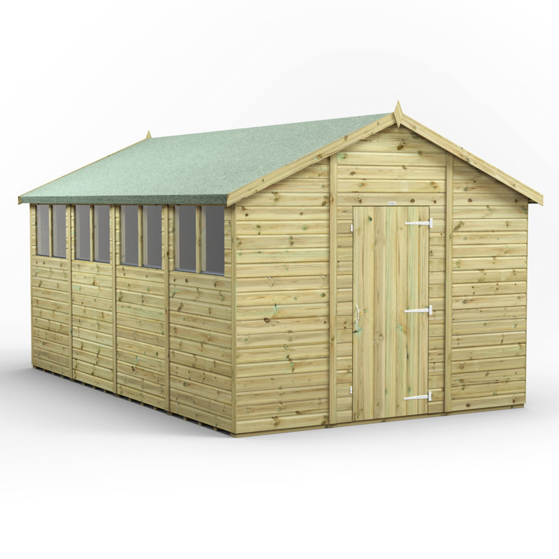 Powersheds 16 x 10ft Premium Pressure Treated Timber Apex Garden Shed