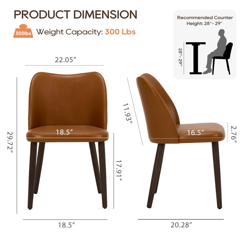 Upholstered Solid Wood Small Dining Chairs - Ergonomic Curve & Plush Padding for Multiple Spaces, Light Brown