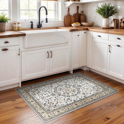 Fillender Large Oriental Floral Living Room Rug Washable Bedroom Rug Non-Slip Colorful Vintage Accent Floor Carpet For Home Decor