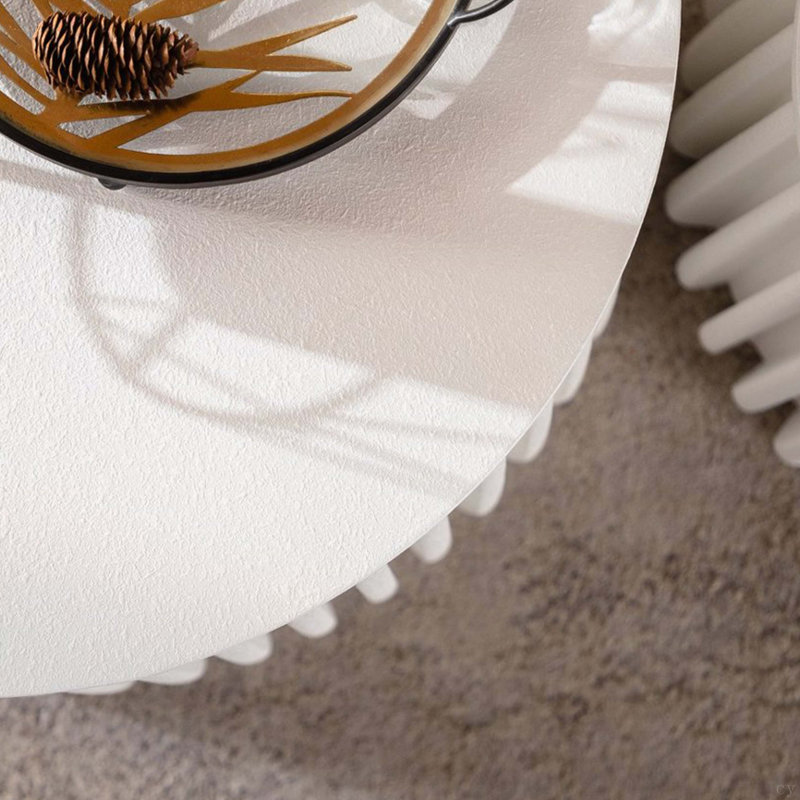 Ensemble de tables de rangement rondes blanches avec couvercle escamotable
