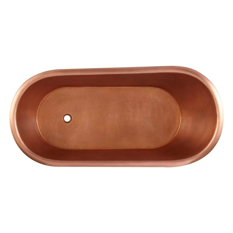 Paxton 59" Free Standing Copper Soaking Tub with Right Drain and Overflow, White