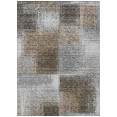 10' X 14' Silver Gray And Beige Abstract Washable Indoor Outdoor Area Rug