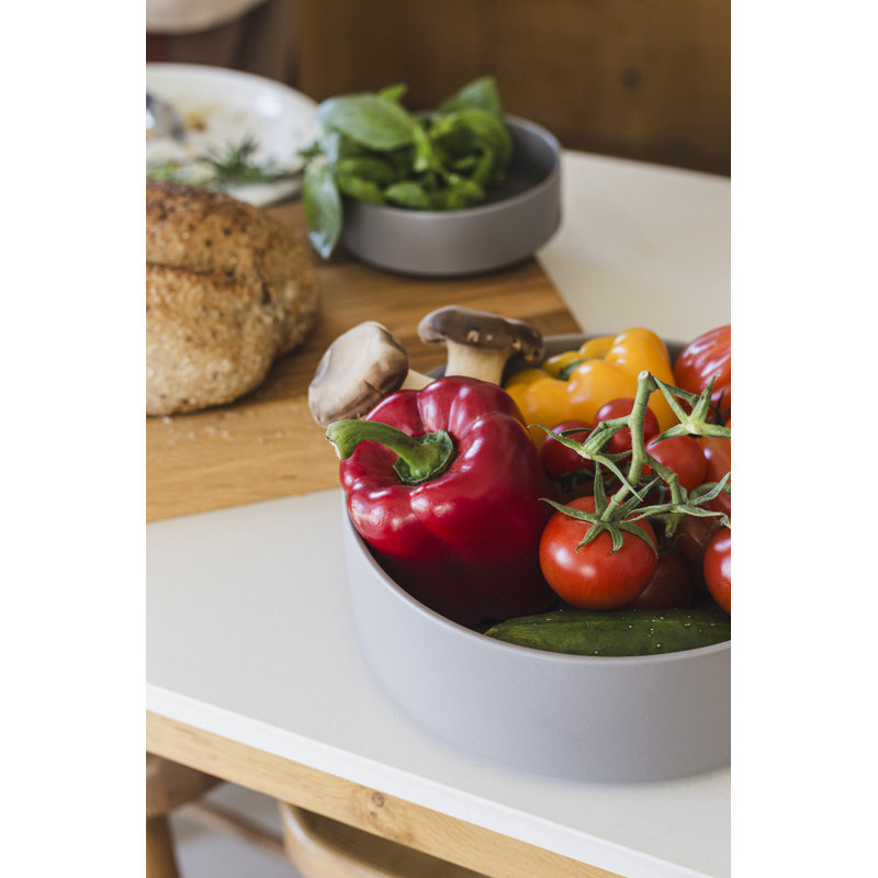Over&Back Stackable Semi Hand-Finished Stoneware Serving Bowl, Charcoal Gray