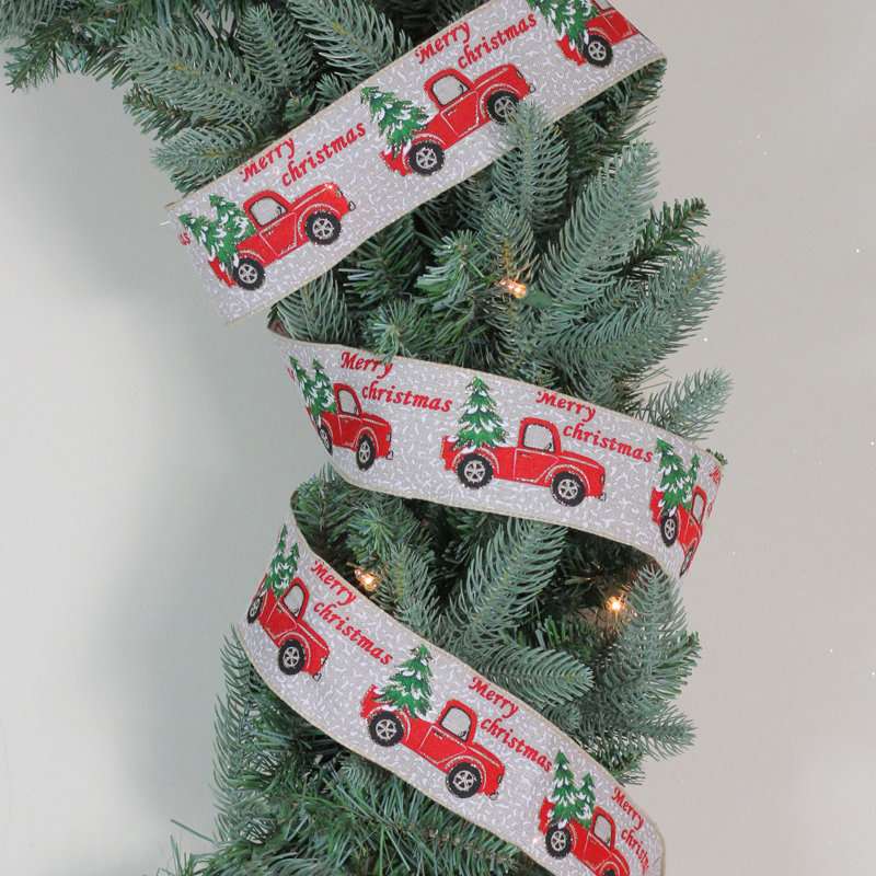 Rubans de bricolage verts et rouges avec arbres de Noël 2,5 po x 16 verges