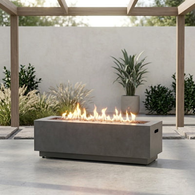 50,000 Btu Rectangular Iron Propane Gas Fire Pit Table With Matching Tank Holder – Includes Lava Rocks – No Assembly Required