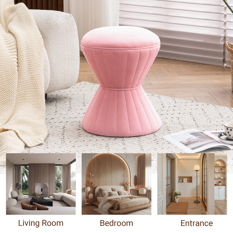  Repose-pieds de tabouret d'appoint capitonné Konsta, Rose