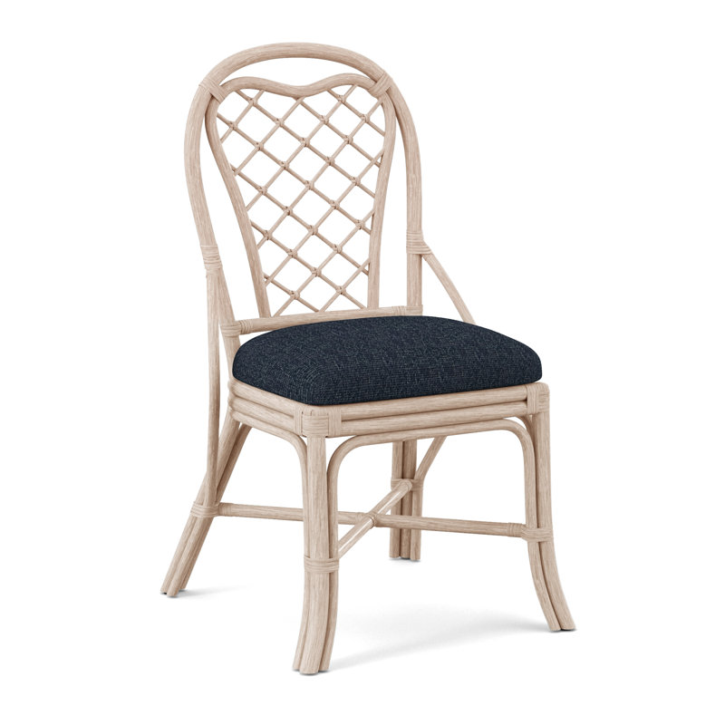 Trellis Back Side Dining Chair, Light Blue Performance Fabric; 0851-55, Bisque