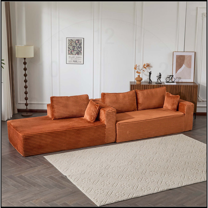 Canapé modulaire à compression avec méridienne confortable, canapé en forme de L sans os pour une assise profonde et un confort modulaire dans les salons et les appartements