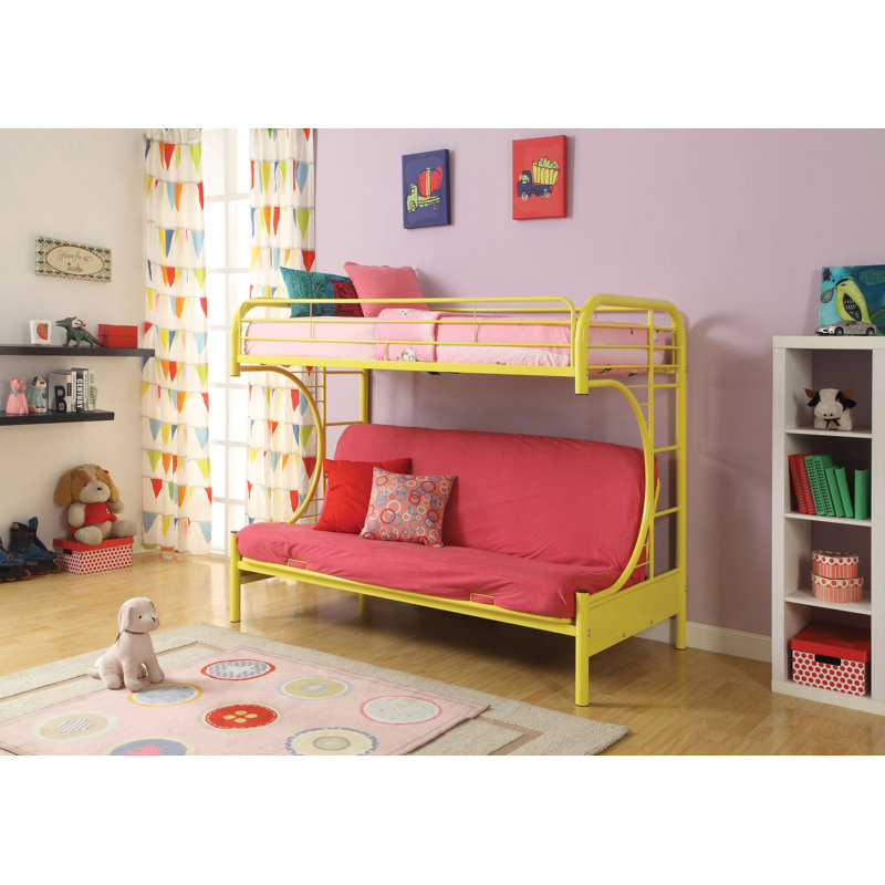 Alycea Futon Bunk Bed with Built-in Ladders, Twin Over Full, Yellow