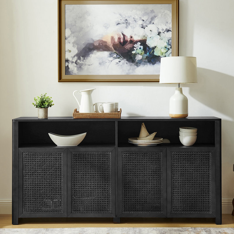 Armoire-buffet 4 portes 63 po, Noir