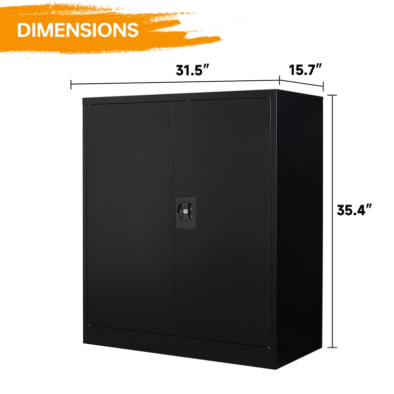 1 Piece Steel Single Storage Cabinet ( 35.43 " H x 31.5 " W x 15.75 " D), Black