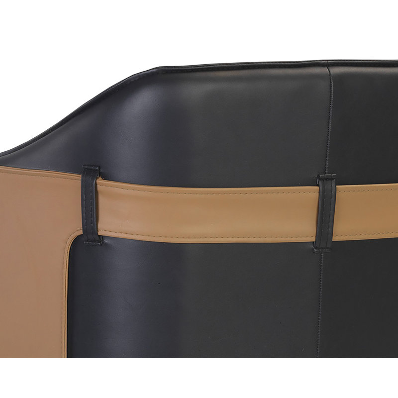 Carter Upholstered Stool with Metal Frame, Black/Cognac, Bar Stool (30.25" Seat Height)