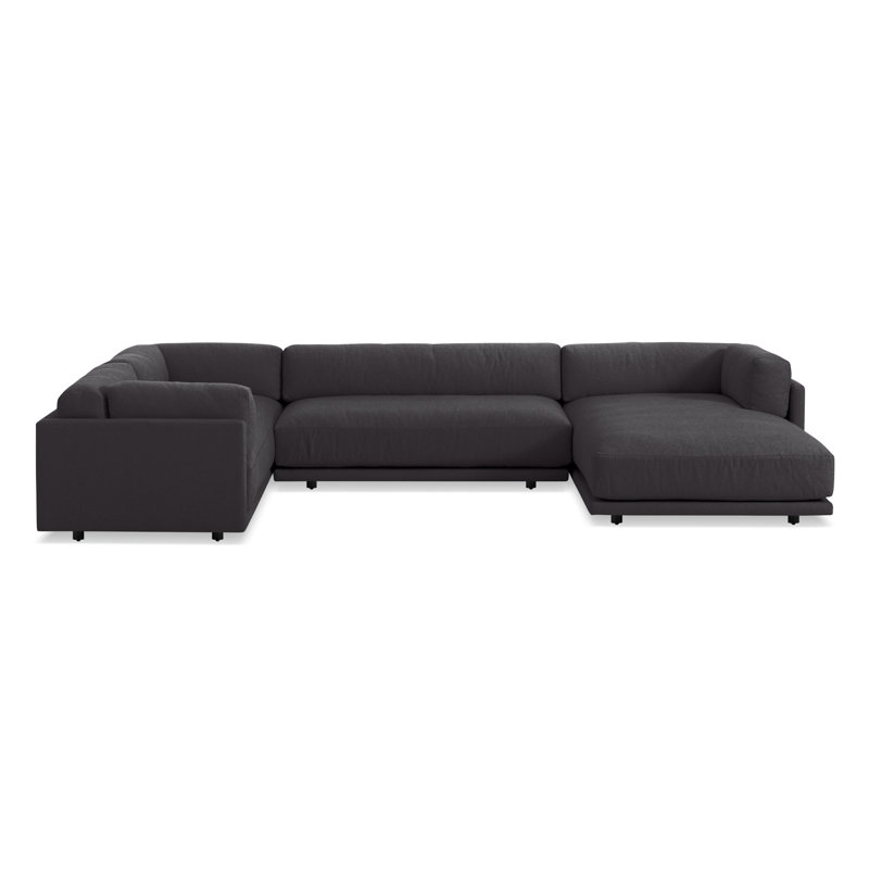 Sunday Sofa & Chaise, Sanford Black Crossweave, Right Hand Facing