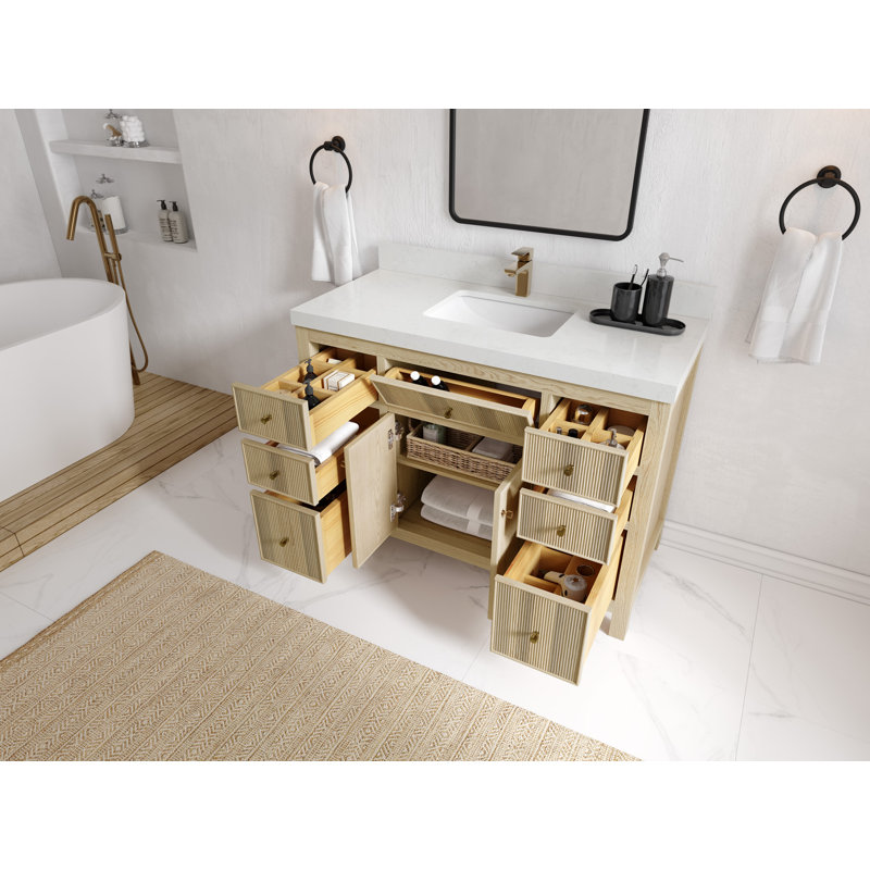 Ensemble de meuble-lavabo simple 36 po Curtis, Calacatta Laza, Brun