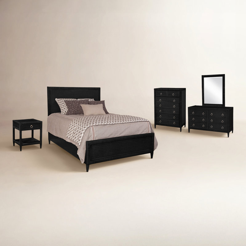 Ensemble de chambre à coucher standard 5 pièces Monterey, Noir, Grand lit